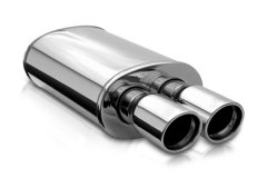 Oval muffler with twin tips